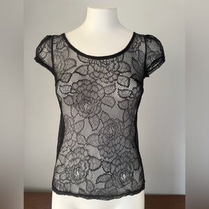 Express Black Lace Floral Top